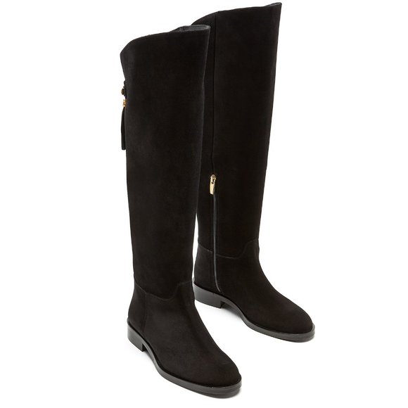 BNIB La Canadienne Banks Thigh High Black Suede Boots with Tassels - Picture 5 of 5